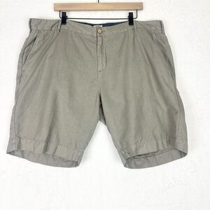 Faherty Men's Linen Cotton Shorts Size 40 Flat Front 9.5" Inseam Gray/Beige